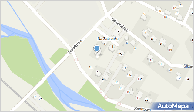 Zarzecze, Sportowa, 3, mapa Zarzecze