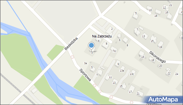 Zarzecze, Sportowa, 3, mapa Zarzecze