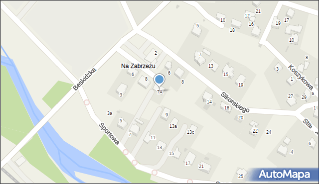 Zarzecze, Sportowa, 7A, mapa Zarzecze