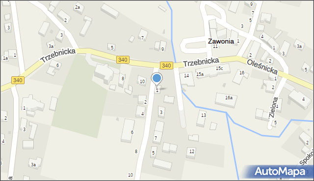Zawonia, Spacerowa, 1, mapa Zawonia