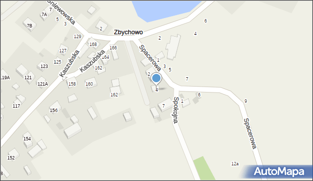 Zbychowo, Spacerowa, 4, mapa Zbychowo