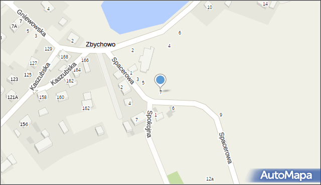 Zbychowo, Spacerowa, 7, mapa Zbychowo