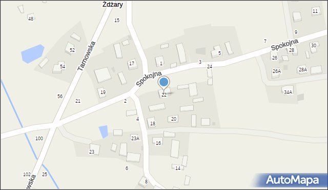 Żdżary, Spokojna, 22, mapa Żdżary