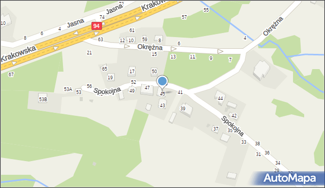 Zgłobice, Spokojna, 45, mapa Zgłobice