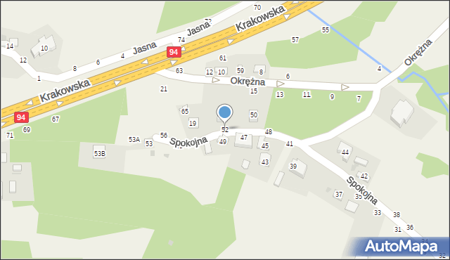 Zgłobice, Spokojna, 52, mapa Zgłobice