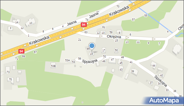 Zgłobice, Spokojna, 54, mapa Zgłobice