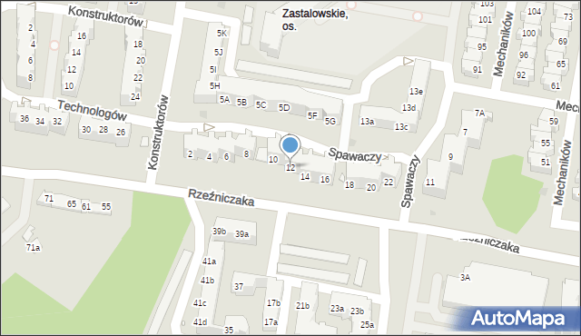 Zielona Góra, Spawaczy, 12, mapa Zielona Góra