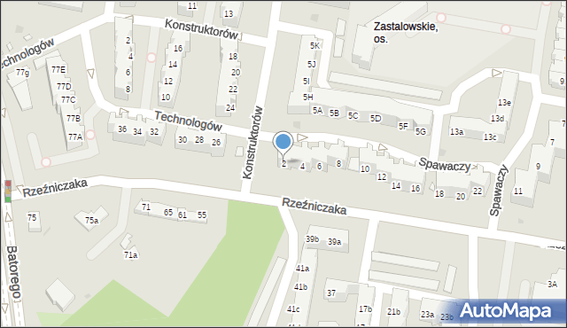 Zielona Góra, Spawaczy, 2, mapa Zielona Góra