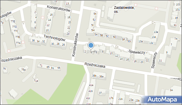 Zielona Góra, Spawaczy, 4, mapa Zielona Góra