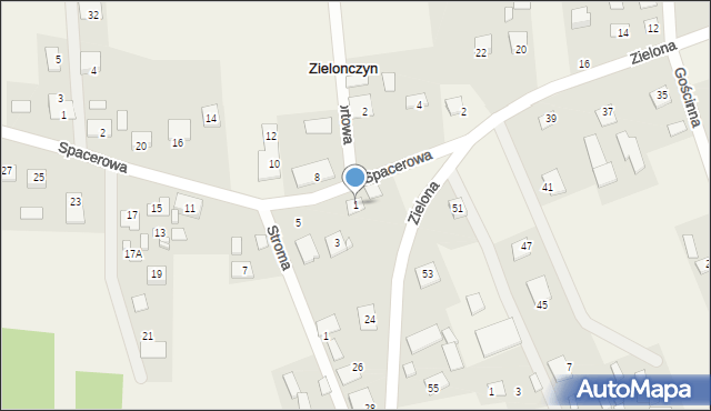 Zielonczyn, Spacerowa, 1, mapa Zielonczyn