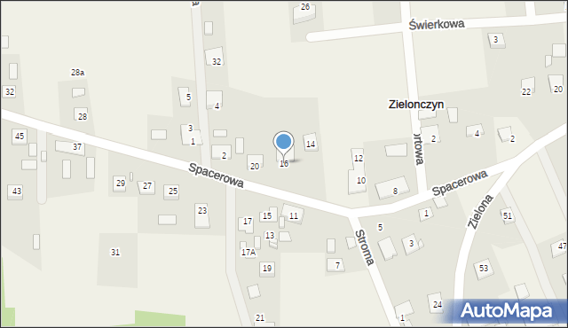 Zielonczyn, Spacerowa, 16, mapa Zielonczyn