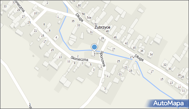 Zubrzyce, Sportowa, 2, mapa Zubrzyce