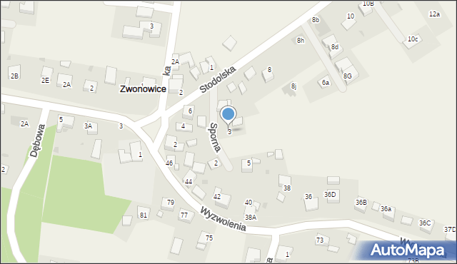 Zwonowice, Sporna, 3, mapa Zwonowice