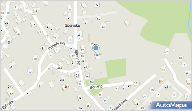 Żywiec, Sporyska, 19A, mapa Żywiec