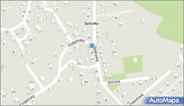 Żywiec, Sporyska, 22, mapa Żywiec