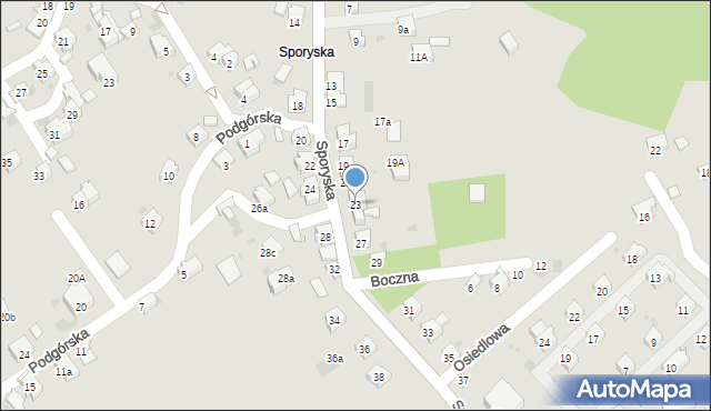 Żywiec, Sporyska, 23, mapa Żywiec