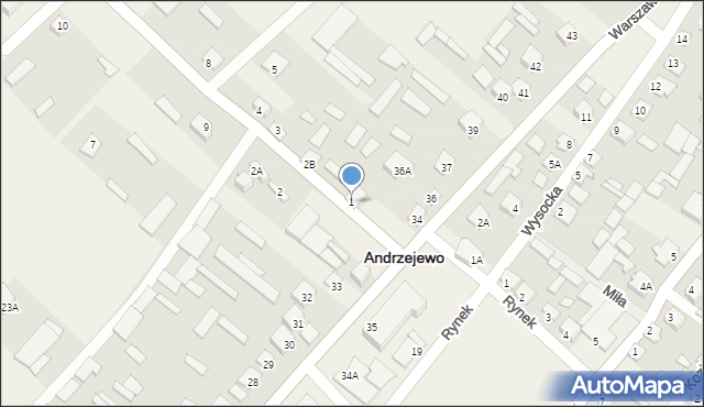 Andrzejewo, Srebińska, 1, mapa Andrzejewo