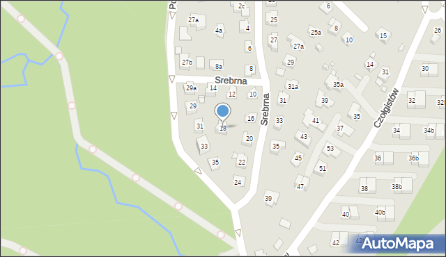 Bielsko-Biała, Srebrna, 18, mapa Bielsko-Białej