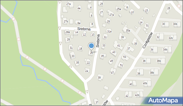 Bielsko-Biała, Srebrna, 20, mapa Bielsko-Białej