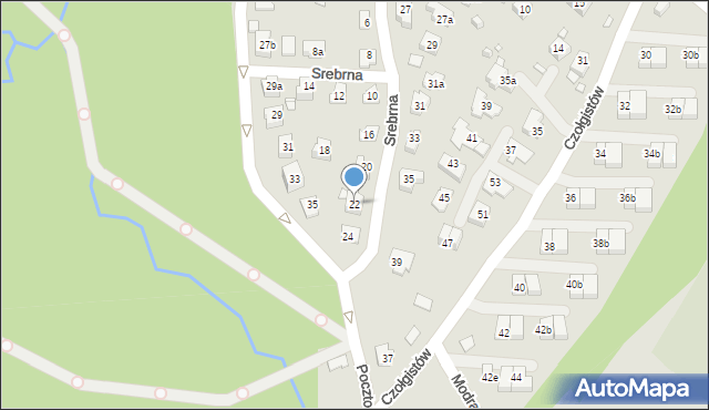 Bielsko-Biała, Srebrna, 22, mapa Bielsko-Białej