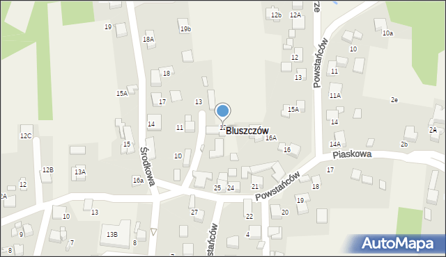 Bluszczów, Środkowa, 12, mapa Bluszczów