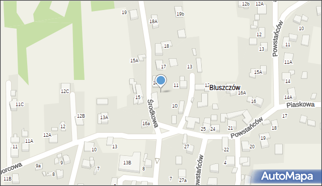 Bluszczów, Środkowa, 16, mapa Bluszczów