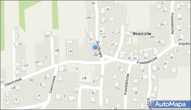 Bluszczów, Środkowa, 16a, mapa Bluszczów