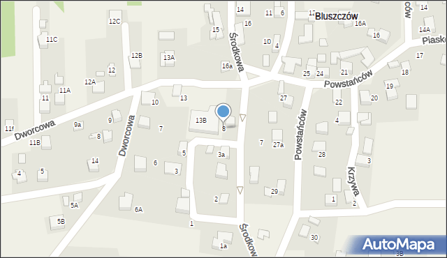 Bluszczów, Środkowa, 8, mapa Bluszczów