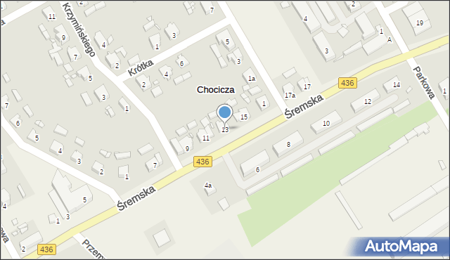 Chocicza, Śremska, 13, mapa Chocicza