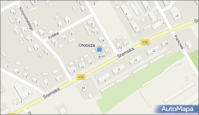 Chocicza, Śremska, 15, mapa Chocicza