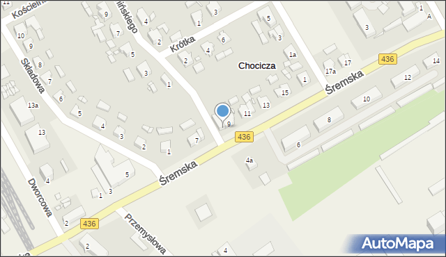 Chocicza, Śremska, 9A, mapa Chocicza