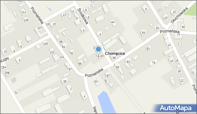 Chomęcice, Środkowa, 1, mapa Chomęcice