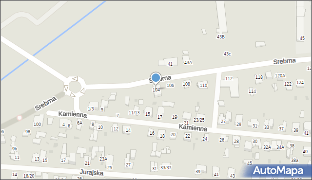 Częstochowa, Srebrna, 104, mapa Częstochowy