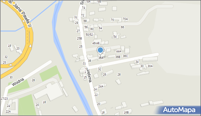 Częstochowa, Srebrna, 36A, mapa Częstochowy