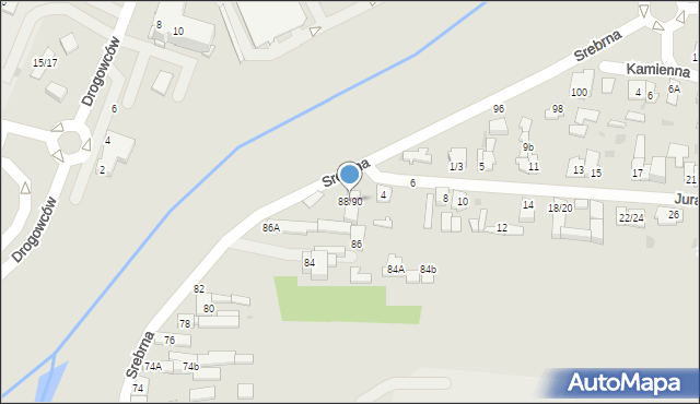 Częstochowa, Srebrna, 88/90, mapa Częstochowy