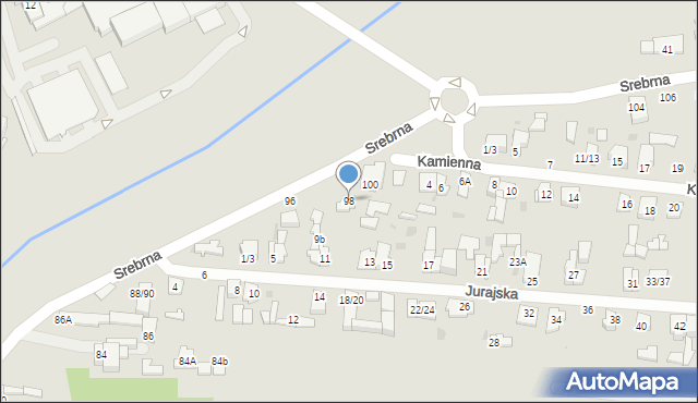 Częstochowa, Srebrna, 98, mapa Częstochowy