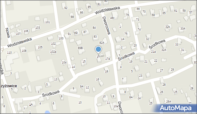 Czyżowice, Środkowa, 17, mapa Czyżowice