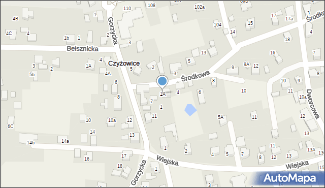 Czyżowice, Środkowa, 1A, mapa Czyżowice