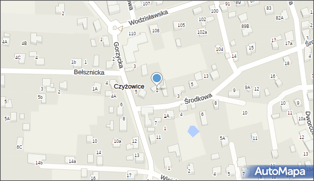 Czyżowice, Środkowa, 2, mapa Czyżowice