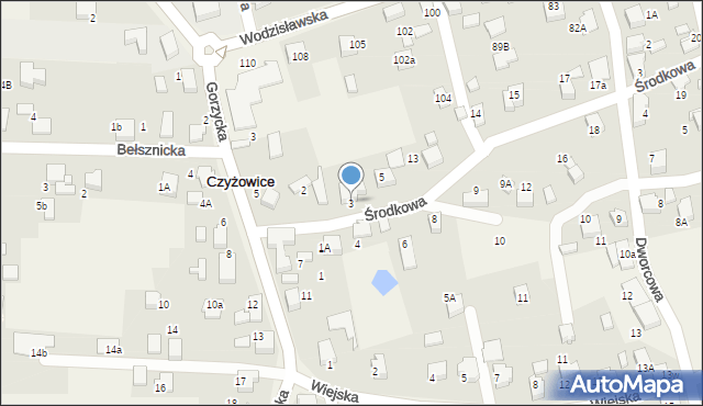 Czyżowice, Środkowa, 3, mapa Czyżowice