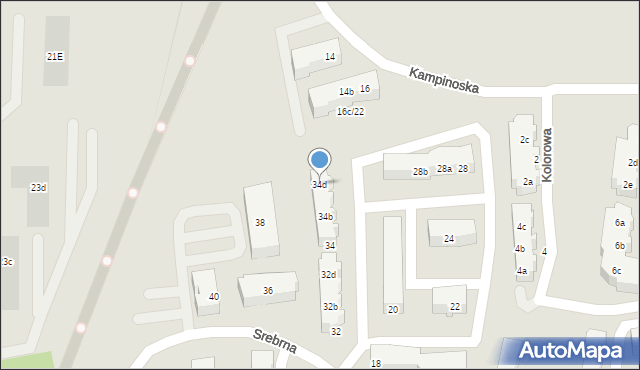 Gdańsk, Srebrna, 34d, mapa Gdańska