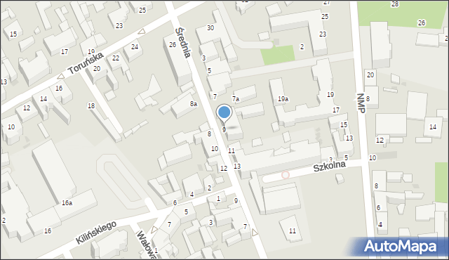 Inowrocław, Średnia, 9, mapa Inowrocławia