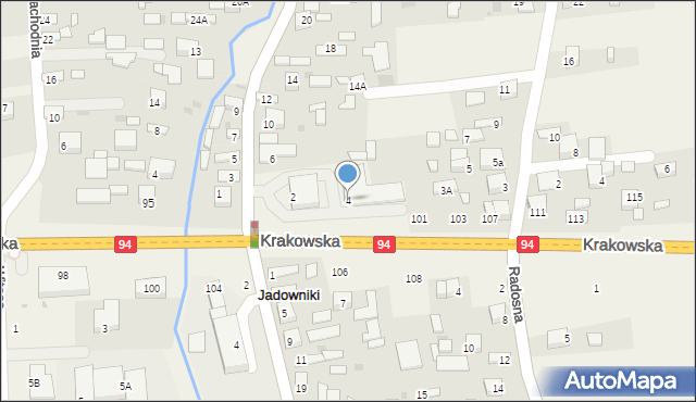 Jadowniki, Środkowa, 4, mapa Jadowniki