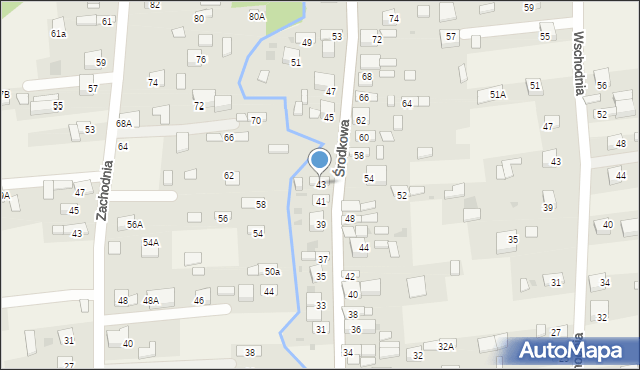 Jadowniki, Środkowa, 43, mapa Jadowniki
