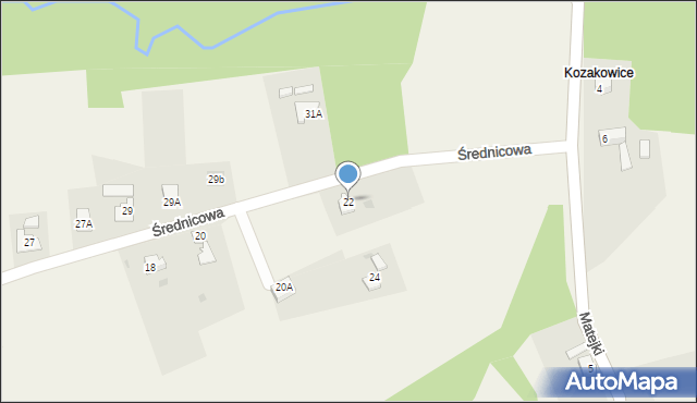 Kaczyce, Średnicowa, 22, mapa Kaczyce