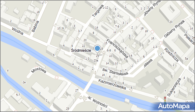 Kalisz, Śródmiejska, 23, mapa Kalisza