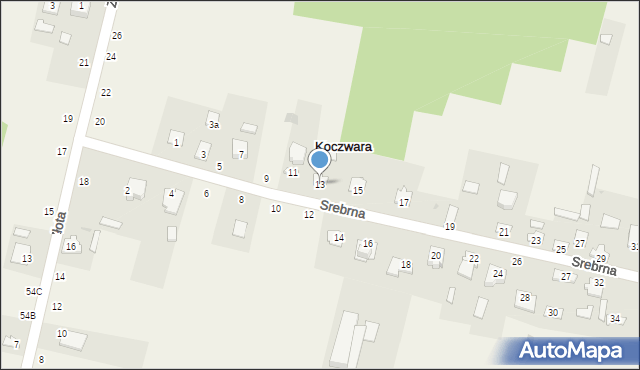 Koczwara, Srebrna, 13, mapa Koczwara