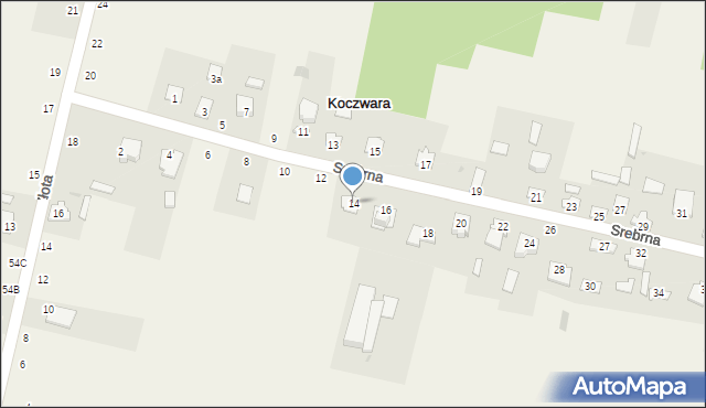 Koczwara, Srebrna, 14, mapa Koczwara