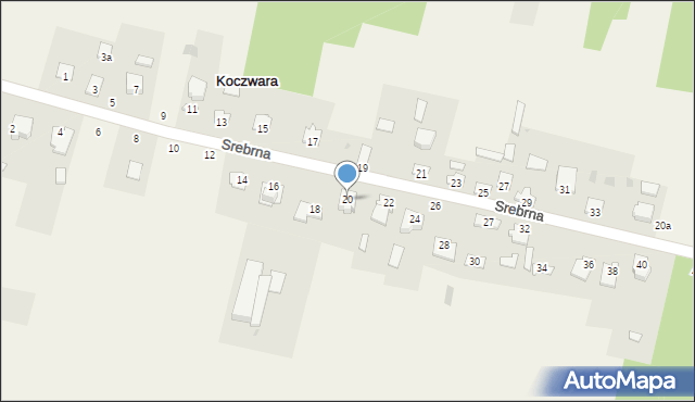 Koczwara, Srebrna, 20, mapa Koczwara