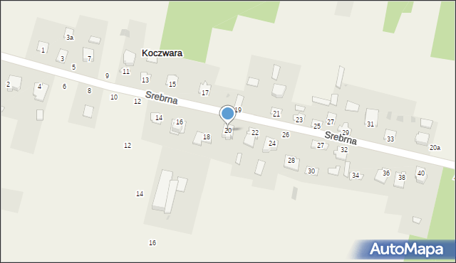 Koczwara, Srebrna, 20, mapa Koczwara